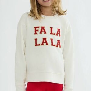 Little Cassia Top Frosted Fa La La | Kids Holiday Sweater | Beach Riot